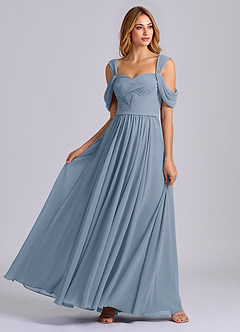Azazie Koa Final Sale Sky Blue A-Line Off the Shoulder Chiffon Dress image5