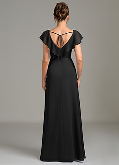 Azazie Kimmy Robes de demoiselle d'honneur Robe Trapèze en Mousseline de soie Rayé Noir image4