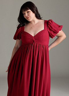 Azazie Madisynn Maternity Bridesmaid Dresses Bow Chiffon Floor-Length Dress image9