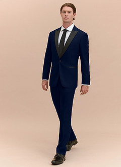 front Hudson Navy Blue Peak Lapel Tuxedo Jacket