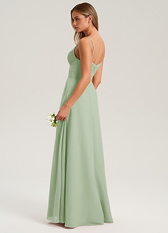 Azazie Terese Bridesmaid Dresses Dusty Sage A-Line Pleated Chiffon Dress image5