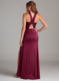 Azazie Rue Bridesmaid Dresses Burgundy Mermaid Pleated Stretch Satin Dress image7