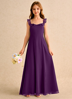 Azazie Chip Girls Formal Flower Girl Dresses Grape A-Line Sleeveless Chiffon Dress image3