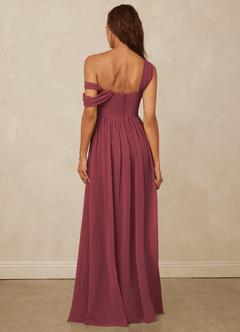Christian Siriano Bridal for Azazie 1014 Bridesmaid Dresses Merlot A-Line Off the Shoulder Chiffon Dress image3