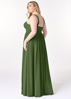 Azazie Elvira Bridesmaid Dresses Olive A-Line Pleated Chiffon Dress image4