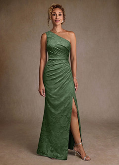 Azazie Joylin Mother of the Bride Dresses Eucalyptus Trumpet One Shoulder Floral Burnout Dress image4