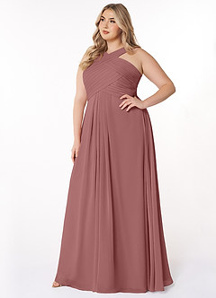 Azazie Kaleigh Bridesmaid Dresses Desert Rose A-Line Pleated Chiffon Dress image9