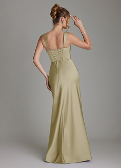 Azazie Agustina Robes de demoiselle d'honneur Robe Sirène en Satin extensible Corset Vert Mousse image2