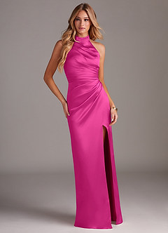 Azazie Jemma Brudtärnklänningar Klänning av Tubklänning i Stretch Satin Plisserad Fuchsia image3