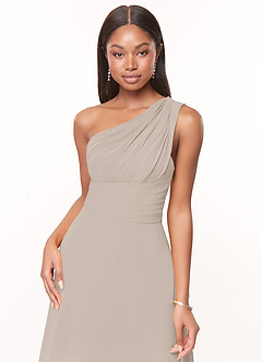 Azazie Ashley Bridesmaid Dresses Frost A-Line Ruched Chiffon Dress image5