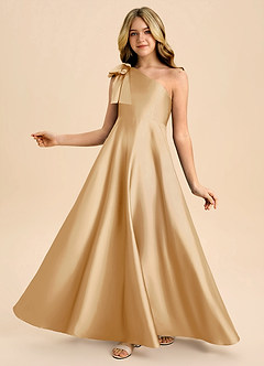 Azazie Penguin Junior Klä av A-Line i Stretch Satin Rosett image1