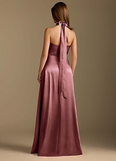 Azazie Tracie Final Sale Vintage Mauve A-Line Pleated Metallic Satin Dress image2
