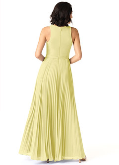 Azazie Lindie Bridesmaid Dresses Lemon Sorbet A-Line Scoop Pleated Chiffon Dress image2