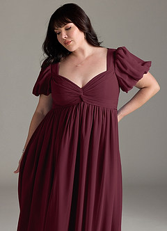 Azazie Madisynn Maternity Bridesmaid Dresses Bow Chiffon Floor-Length Dress image9