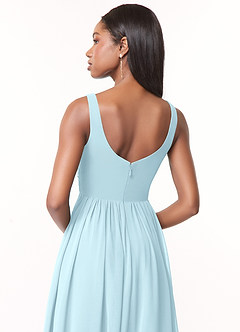 Azazie Keyla Bridesmaid Dresses Cloud Blue A-Line V-Neck Pleated Chiffon Dress image3