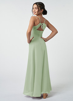Azazie Avelina Junior Dusty Sage A-Line Pleated Chiffon Dress image5