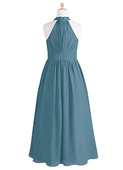 Azazie Iman Junior Abito A-Line in Chiffon Plissettato Bermuda image7