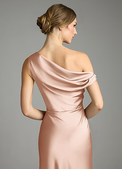 Azazie Emerson Bridesmaid Dresses Rose Gold Mermaid Off the Shoulder Stretch Satin Dress image7