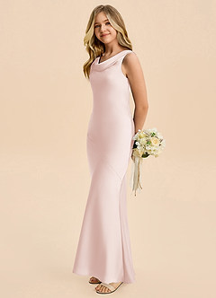 Azazie Rylina Junior Syrena Satyna elastyczna Długość podłogi Młodsza druhna Sukienka image4