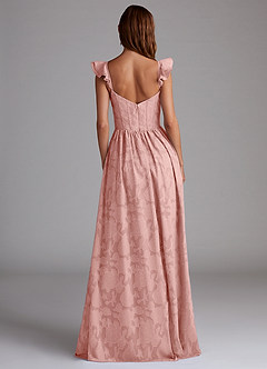 Azazie Denisse Bridesmaid Dresses Rosette A-Line Ruched Floral Burnout Dress image3