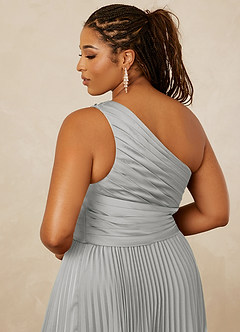 Christian Siriano Bridal for Azazie 1008 Bridesmaid Dresses Silver A-Line One Shoulder Stretch Satin Dress image15