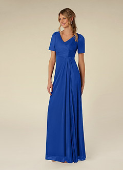 Azazie Bessie Kleider für die Brautmutter A-Linie Plissee Gittergewebe Kleid Königsblau image4
