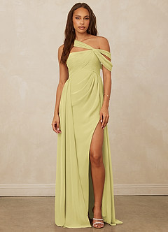 Christian Siriano Bridal for Azazie 1014 Bridesmaid Dresses Lemon Sorbet A-Line Off the Shoulder Chiffon Dress image4