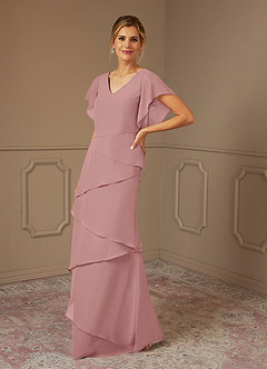 Azazie OHara Mother of the Bride Dresses Dusty Rose A-Line V-Neck Chiffon Dress image4