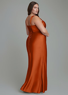 Azazie Agustina Robes de demoiselle d'honneur Robe Sirène en Satin extensible Corset Orange Brûlée image8