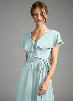 Azazie Lainey Vestidos de damas de honor Vestido de Neblina de Satén Elástico de Corte en A con Con bolsillos image6