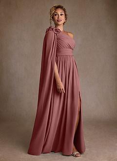 Azazie Lancaster Abiti per la Madre della Sposa Abito A-Line in Chiffon Monospalla Rosa Del Deserto image3