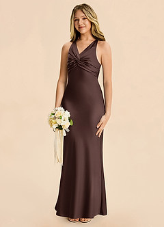 Azazie Hati Junior Ganache Mermaid Stretch Satin Dress image6