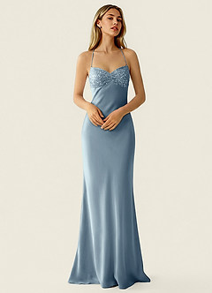 Valerianaire Powder Blue Beading Satin Vacation Dress image3