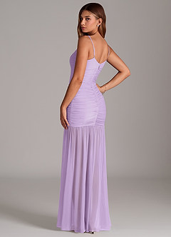 Azazie Aimie Vestidos de damas de honor Vestido de Lila de Malla de Corte Sirena image2