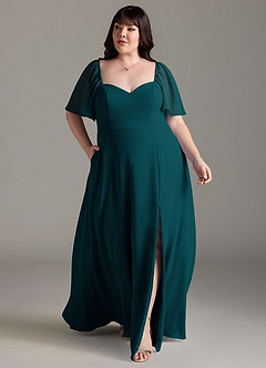 Azazie Chloe Bridesmaid Dresses Pine A-Line Sweetheart Neckline Chiffon Dress image7
