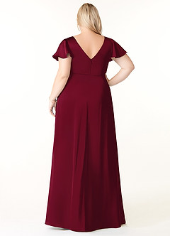 Azazie Soren Brudtärnklänningar Klänning av A-Line i Stretch Satin Plisserad Bourgogne image9