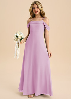 Azazie Anselie Junior Vestido de Rosa Caramelo de Gasa de Corte en A con Vestidos sin tirantes image4