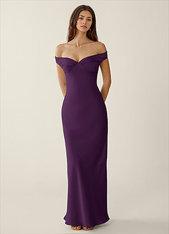 Gwendonme Grape Satin Crystal Linen Prom Dress image4