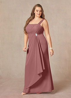 Azazie Weisz Mother of the Bride Dresses Desert Rose A-Line Square Neckline Pleated Chiffon Dress image5