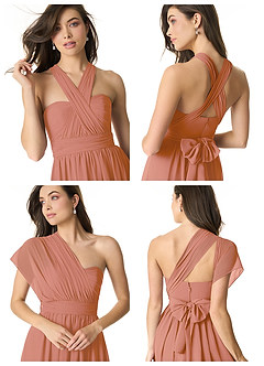 Azazie Olani Vestidos de damas de honor Vestido de Mai Tai de Gasa de Corte en A Convertible con Vestidos sin tirantes image8
