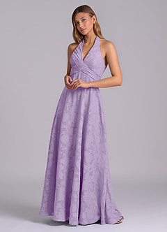 Azazie Tessie Brudtärnklänningar Klä av A-Linje i Blommig Utbrändhet Plisserad Lila image4