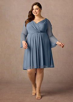 Azazie Teraso Final Sale Twilight A-Line Pleated Mesh Dress image13