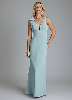 Azazie Taro Bridesmaid Dresses Mist Sheath Bow Chiffon Dress image6