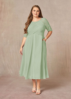 Azazie Dorothea Mother of the Bride Dresses Dusty Sage A-Line Scoop lace Chiffon Dress image5