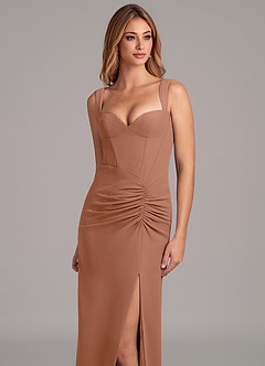 Azazie Ayla Final Sale Bronzer Sheath Sweetheart Neckline Chiffon Dress image2