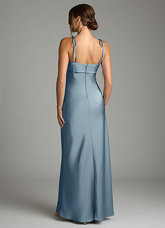 Azazie Ellia Robes de demoiselle d'honneur Robe Fourreau en Satin extensible Arc Bleu Poussiéreux image5