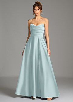 Azazie Ayla Bridesmaid Dresses Mist A-Line Corset Stretch Satin Dress image3