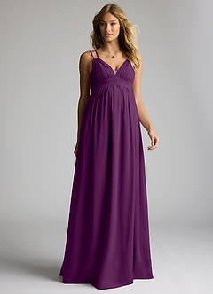 Azazie Emree Maternity Bridesmaid Dresses A-Line Chiffon Floor-Length Dress image1