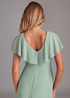 Azazie Lainey Bridesmaid Dresses Agave A-Line with Pockets Chiffon Dress image2