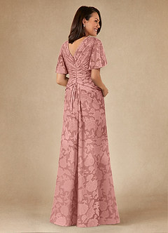 Azazie Emmeline Mother of the Bride Dresses Rosette A-Line Pleated Floral Burnout Dress image2